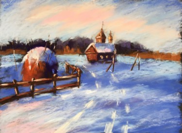 Desenho intitulada "JANUARY MORNING - w…" por Ksenia Lutsenko, Obras de arte originais, Pastel