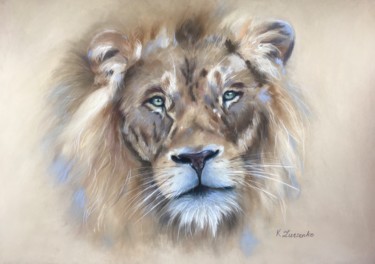 Drawing titled "THE KING - lion por…" by Ksenia Lutsenko, Original Artwork, Pastel