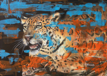 Schilderij getiteld "BILBAO - leopard re…" door Ksenia Lutsenko, Origineel Kunstwerk, Acryl