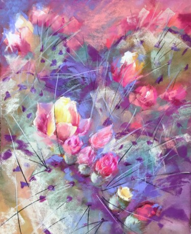 图画 标题为“CACTUS BLOOM” 由Ksenia Lutsenko, 原创艺术品, 粉彩