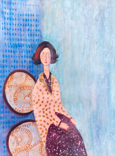 Collages intitulée "Girl and a chair" par Ksenia Lutsenko, Œuvre d'art originale, Collages