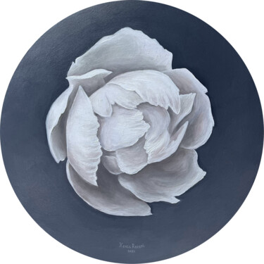 Картина под названием "White peony" - Xenia Rozari, Подлинное произведение искусства, Масло