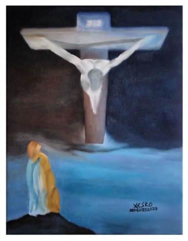 Painting titled "FAITH – REMEMBERING…" by Xesko - Francisco Lopes Santos, Original Artwork