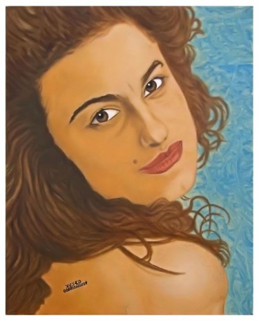 Painting titled "MADDONA RUBIA" by Xesko - Francisco Lopes Santos, Original Artwork