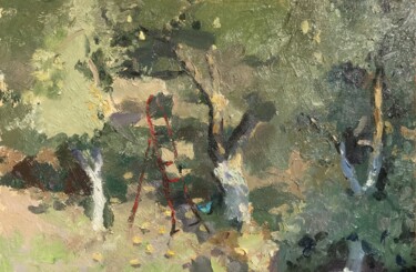 Peinture intitulée "Pear garden etude" par Xeyale Bedelova, Œuvre d'art originale, Huile Monté sur Châssis en bois