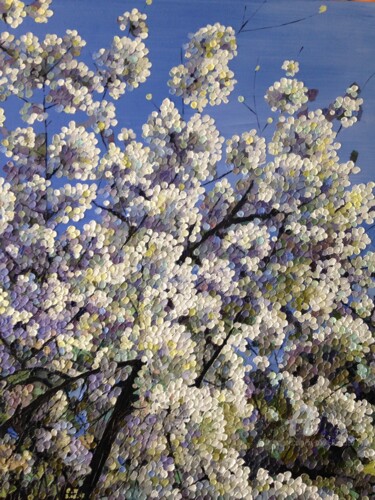 Peinture intitulée "Cerisier de Luynes" par Xi Chen, Œuvre d'art originale, Huile
