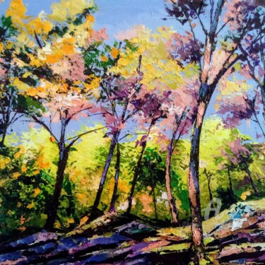 Malerei mit dem Titel ""Forest in the even…" von Xi Chen, Original-Kunstwerk, Öl