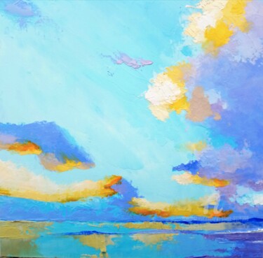 Schilderij getiteld "Cloudscape n°30" door Xi Chen, Origineel Kunstwerk, Olie