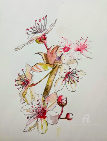 Drawing titled "Spring" by Xi Chen, Original Artwork, Watercolor