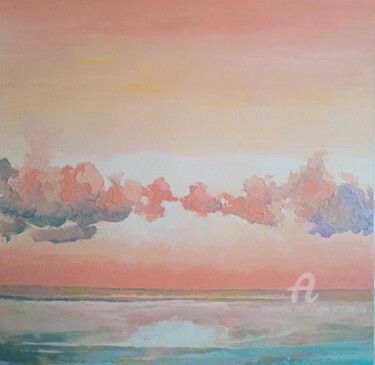 Schilderij getiteld "Cloudscape n°49" door Xi Chen, Origineel Kunstwerk, Olie