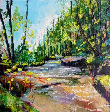 Painting titled "Rivière" by Xi Chen, Original Artwork, Oil