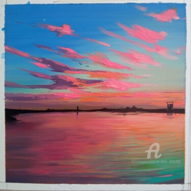 Картина под названием "Some red clouds" - Xi Chen, Подлинное произведение искусства, Масло