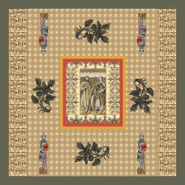 Châtelains (Style mediéval) Textile Art titled "Châtelains (Style m…" by Xian Présente Les Abstra_xian, Original Artwork
