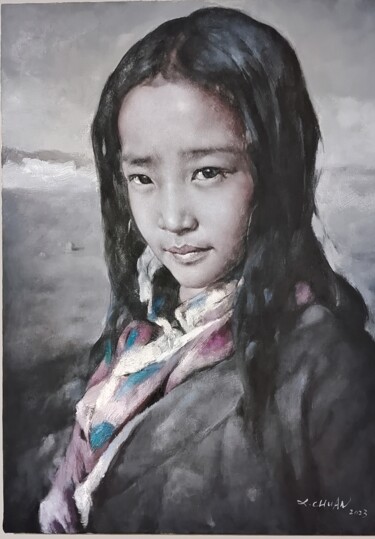 Malarstwo zatytułowany „藏地微风” autorstwa 小川 张, Oryginalna praca, Pigmenty