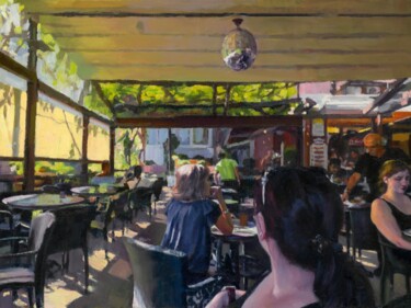 绘画 标题为“波西塔诺的酒吧” 由晓明 刁, 原创艺术品, 油