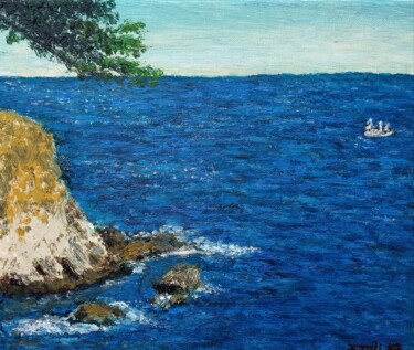 Pittura intitolato "Osaka seaview, Japan" da Xiaomei Li, Opera d'arte originale, Olio