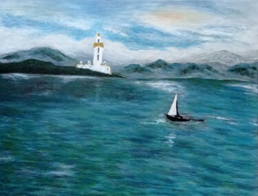 Pittura intitolato "Scottish coastal sc…" da Xiaomei Li, Opera d'arte originale, Acrilico Montato su Telaio per barella in l…