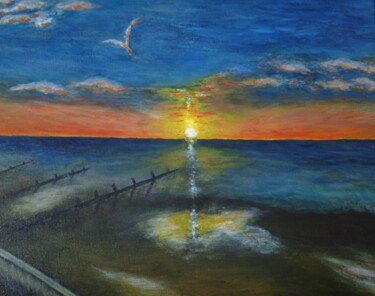Malerei mit dem Titel "Sunrise at Frinton…" von Xiaomei Li, Original-Kunstwerk, Acryl