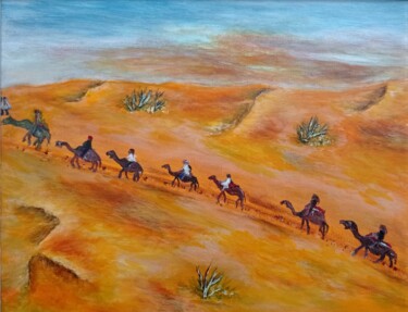 Pittura intitolato "Crossing the desert" da Xiaomei Li, Opera d'arte originale, Acrilico
