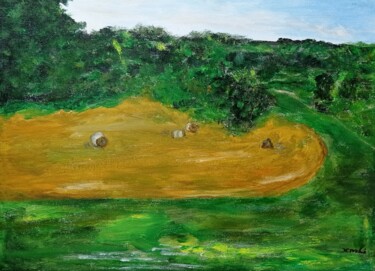 Painting titled "A country park's Au…" by Xiaomei Li, Original Artwork, Acrylic Mounted on Wood Stretcher frame