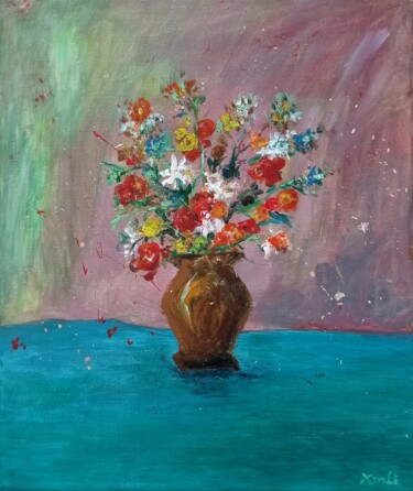 Картина под названием "Flowers in vision" - Xiaomei Li, Подлинное произведение искусства, Акрил Установлен на Деревянная рам…