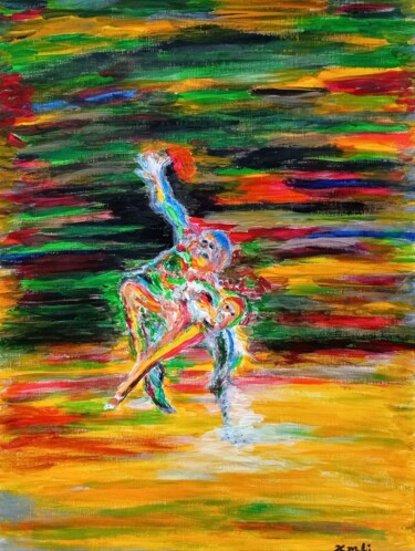 Картина под названием "A dance scene" - Xiaomei Li, Подлинное произведение искусства, Акрил