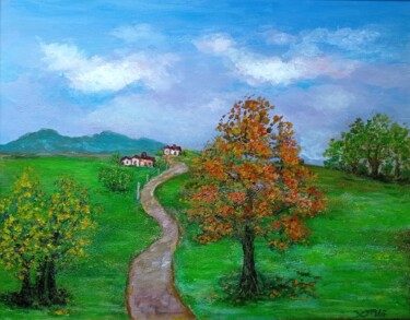 Pintura titulada "The countryside esc…" por Xiaomei Li, Obra de arte original, Acrílico