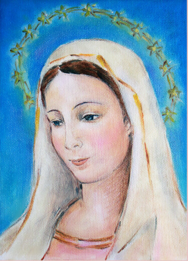 Pittura intitolato "Virgin Mary" da Xiaoning Yu, Opera d'arte originale, Olio