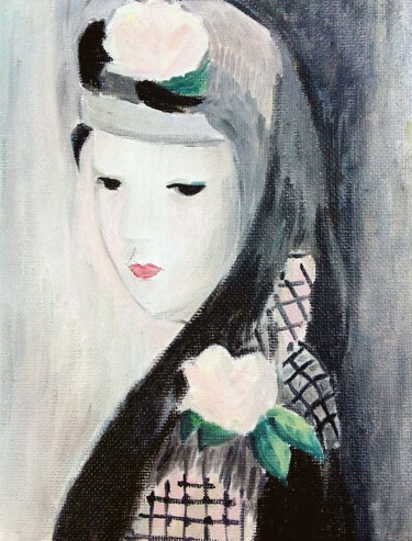 Pittura intitolato "Portrait girl" da Xiaoning Yu, Opera d'arte originale, Olio