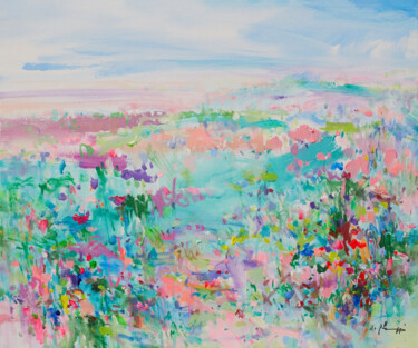 Painting titled "Loving spring" by Xiaoyang Galas, Original Artwork, Acrylic Mounted on Wood Stretcher frame