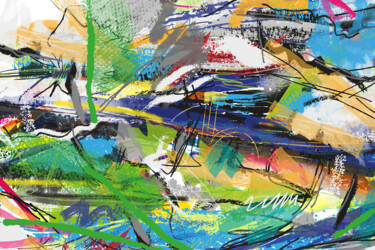 Pintura intitulada "Abstractionwave 002…" por Bruno Castro (XIBUUUSTUDIO), Obras de arte originais, Pintura digital Montado…