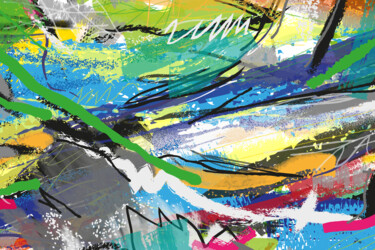 Pittura intitolato "Abstractionwave 002…" da Bruno Castro (XIBUUUSTUDIO), Opera d'arte originale, Pittura digitale Montato s…