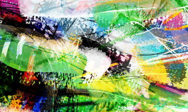 Peinture intitulée "Abstractionwave 001…" par Bruno Castro (XIBUUUSTUDIO), Œuvre d'art originale, Peinture numérique Monté s…