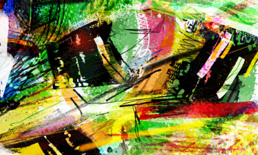 Peinture intitulée "Abstractionwave 001…" par Bruno Castro (XIBUUUSTUDIO), Œuvre d'art originale, Peinture numérique Monté s…