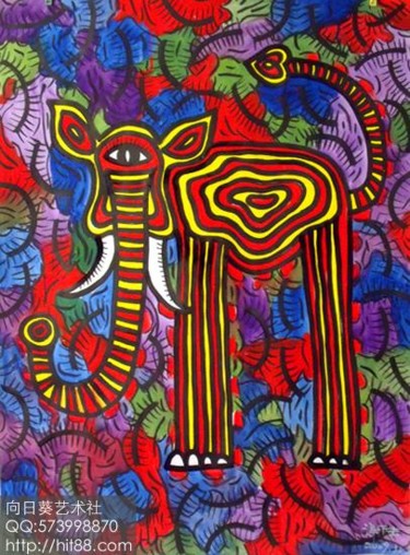 绘画 标题为“动物.花象.jpg” 由陆 谢, 原创艺术品