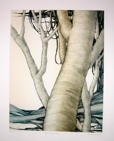 Gravures & estampes intitulée "Au fil de l'eau" par Ximena De Leon Lucero, Œuvre d'art originale