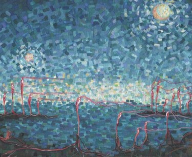 Painting titled "Night (Marsh)" by Ximera, Original Artwork, Oil