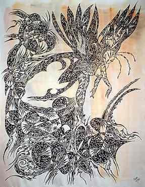 Desenho intitulada "clochette" por Murielle Poix, Obras de arte originais, Guache