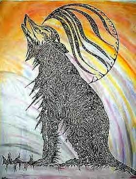 Dessin intitulée "loup" par Murielle Poix, Œuvre d'art originale