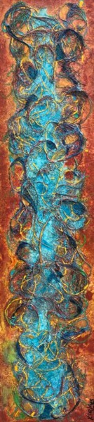 Malerei mit dem Titel "Totem bleu" von Xirkys, Original-Kunstwerk, Acryl