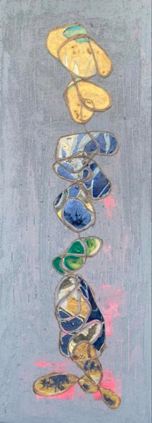 Collagen mit dem Titel "Vitrail en cascade" von Xirkys, Original-Kunstwerk, Acryl