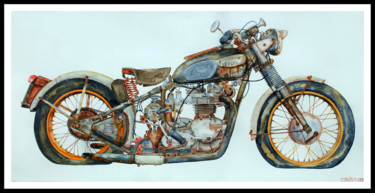 Pittura intitolato "triumph-trophy-750" da Pascal Serviès, Opera d'arte originale, Acquarello