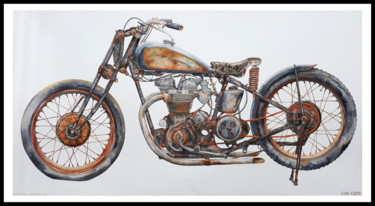 Trimph speed twin racer 1950 "Trimph speed twin r…" başlıklı Tablo Pascal Serviès tarafından, Orijinal sanat, Suluboya