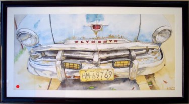 Painting titled "plymouth cubaine" by Pascal Serviès, Original Artwork, Watercolor