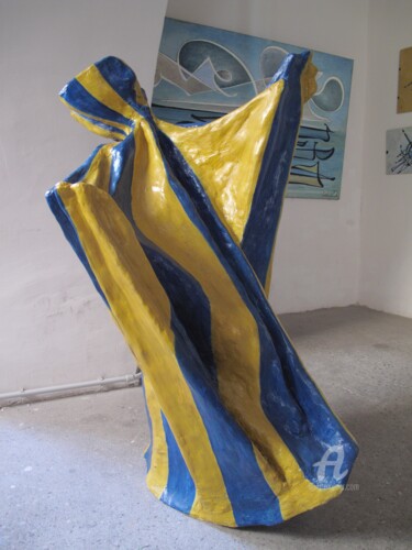Sculpture titled ""Caduta-BAG"" by X.O., Original Artwork, Plaster
