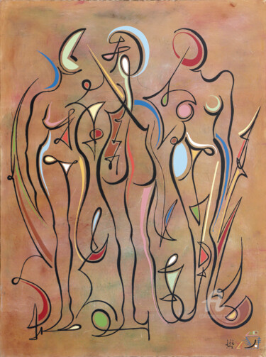 제목이 "la troisième grâce"인 미술작품 X.O.로, 원작, 기름 나무 들것 프레임에 장착됨