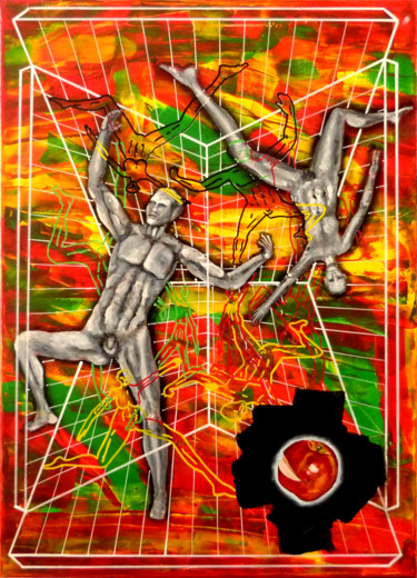 Schilderij getiteld "Etude sur une chute…" door Xp, Origineel Kunstwerk, Acryl