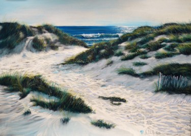 Painting titled "Détour de dunes" by Xavier Rivoire, Original Artwork, Pastel