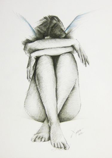 图画 标题为“Angel Girl” 由Xristastavrou, 原创艺术品, 铅笔