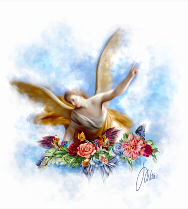 Digital Arts titled "The Guardian Angel" by Xristastavrou, Original Artwork, Digital Painting